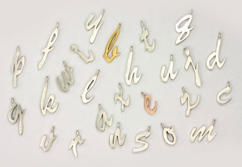 letter charms in silver