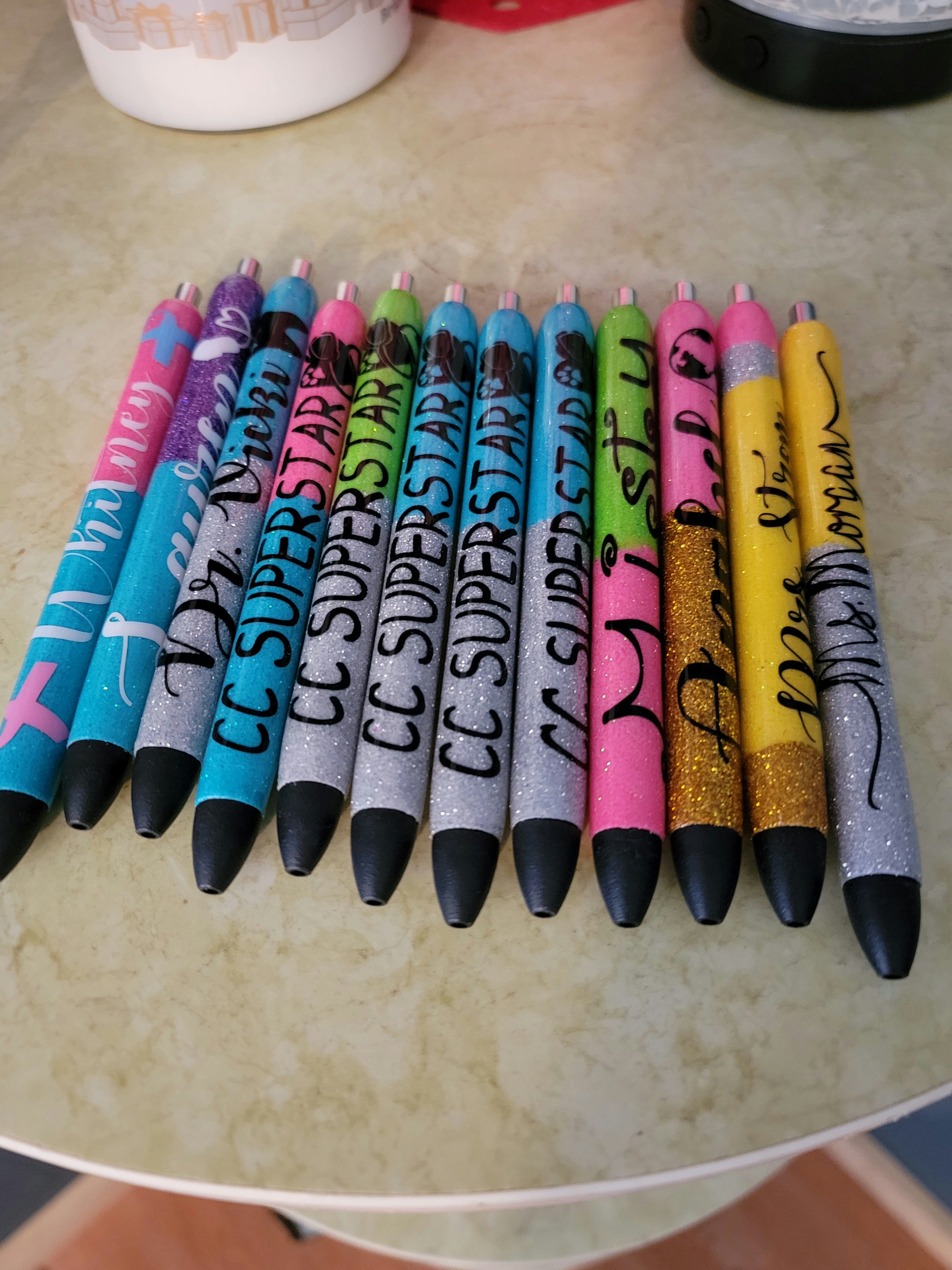 Personalized glitter pens Christmas gift ideas and stocking stuffers