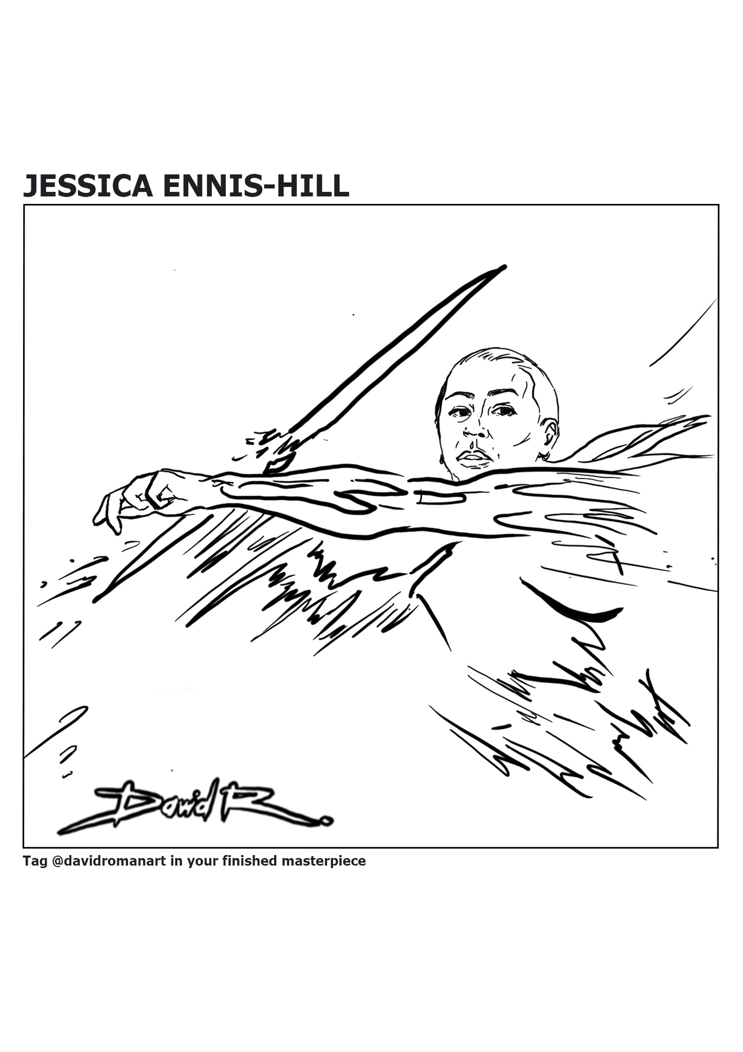 sports painting of jess ennis by artist david roman art