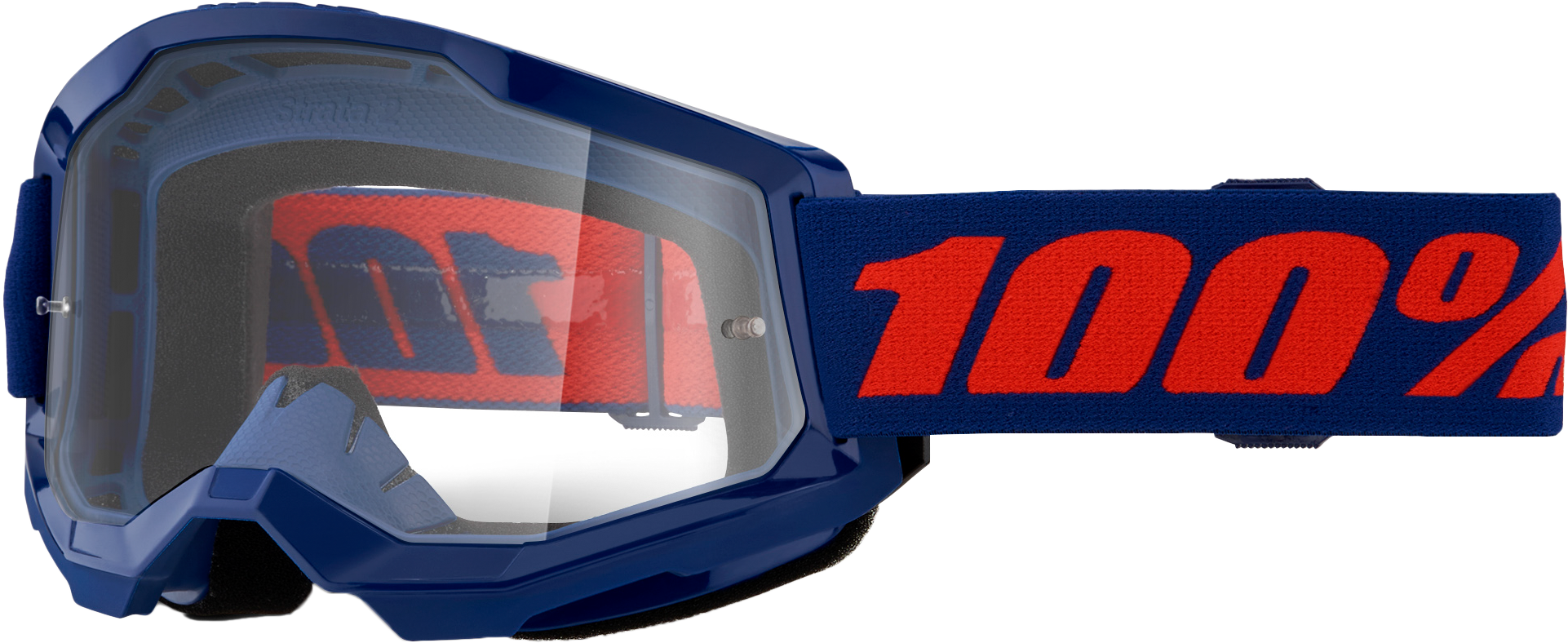 100% Strata 2 Goggle Navy Clear Lens