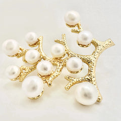 Gold Vermeil Tree Pearl Brooch