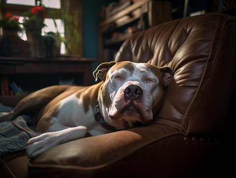 Pitbull at home relaxing - Pittie Choy