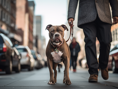 Pitbull walk on street - Pittie choy