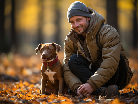 Puppy Pitbull sit with his dad in park - Pittie choy