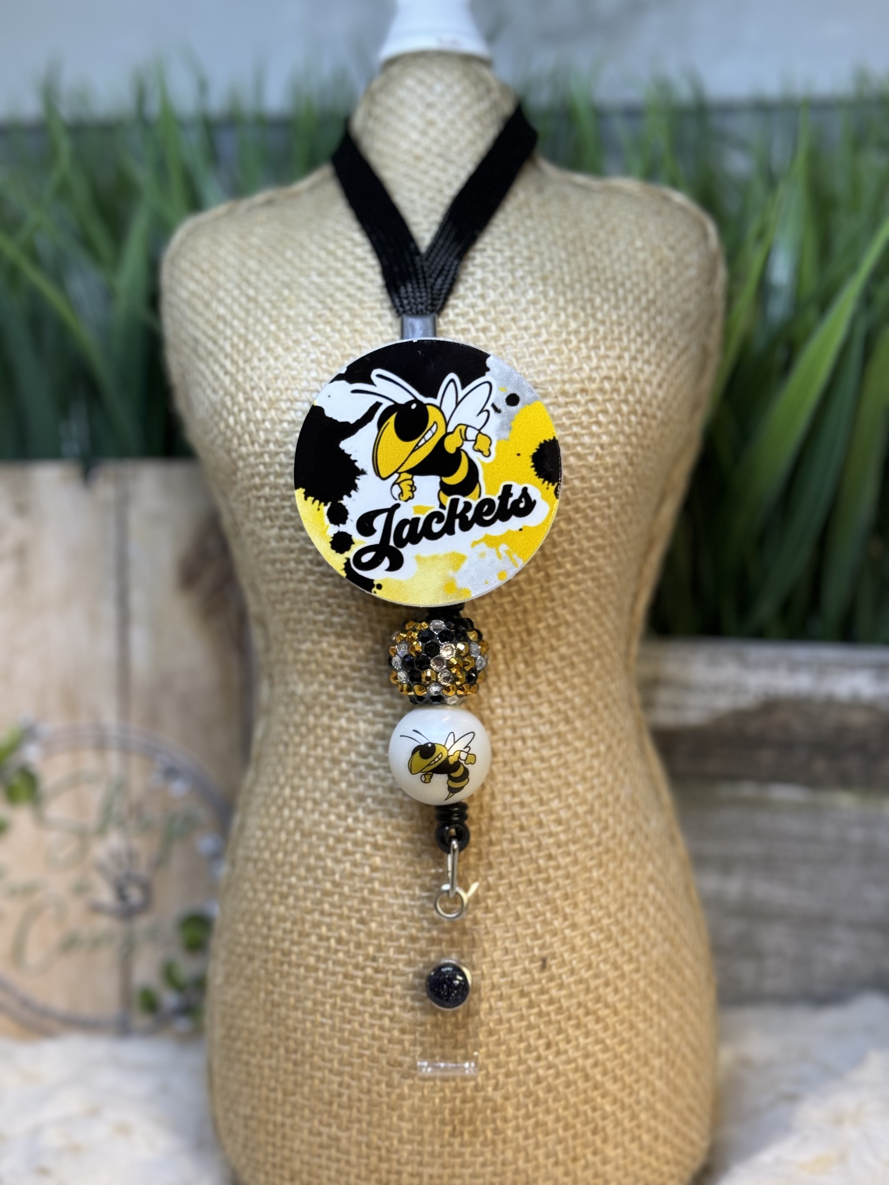 Yellow Jacket Splatter Lanyard with Retractable Reel