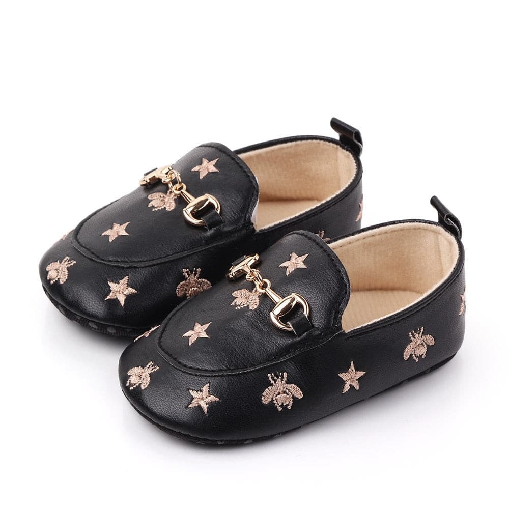 Illusion Inspirere Teenager Grandi - Baby Loafers with Stars & Bee Embroidered and Gold Horsebit B
