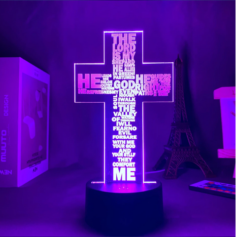 Holy Bible Psalm Game Room Decoration Night Light with Black Base