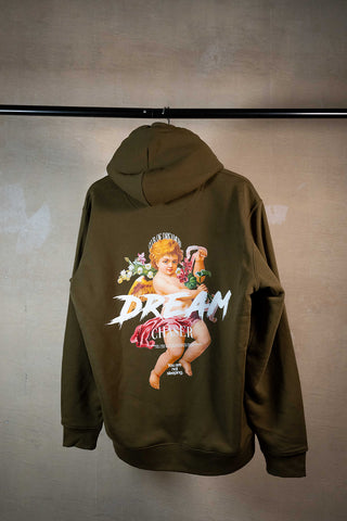 Dreamchaser Streetwear Hoodie in Dunkelgrün Khaki Damen Herren