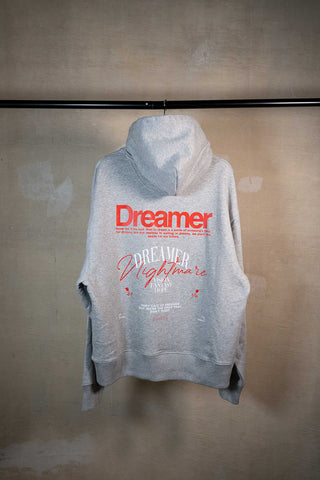 Dreamer Kapuzenpullover in Grau Heather Grey Oversize, unisex, rückgaberecht, schneller versand, online shop, streetwear 2023