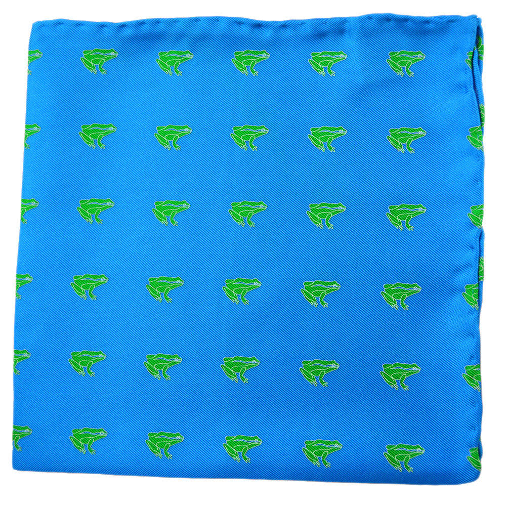 Frog Pocket Square - Blue - SummerTies