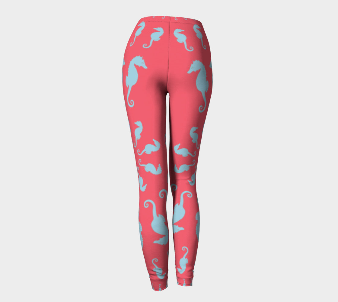 Seahorse Adult Leggings - Coral Pink – SummerTies