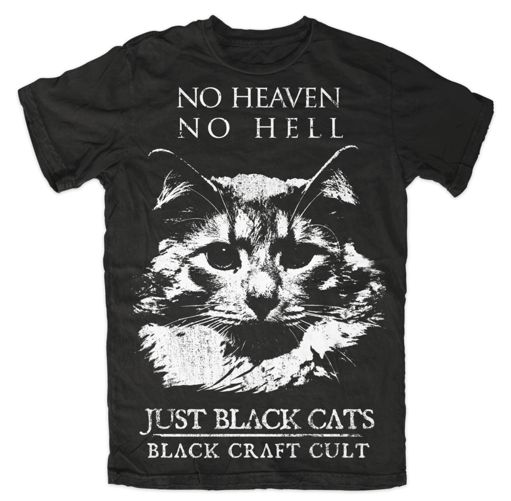 Black Craft Cult одежда. No Heaven, no Hell. Just Black Cats. Футболка Heaven and Hell. Just Black.