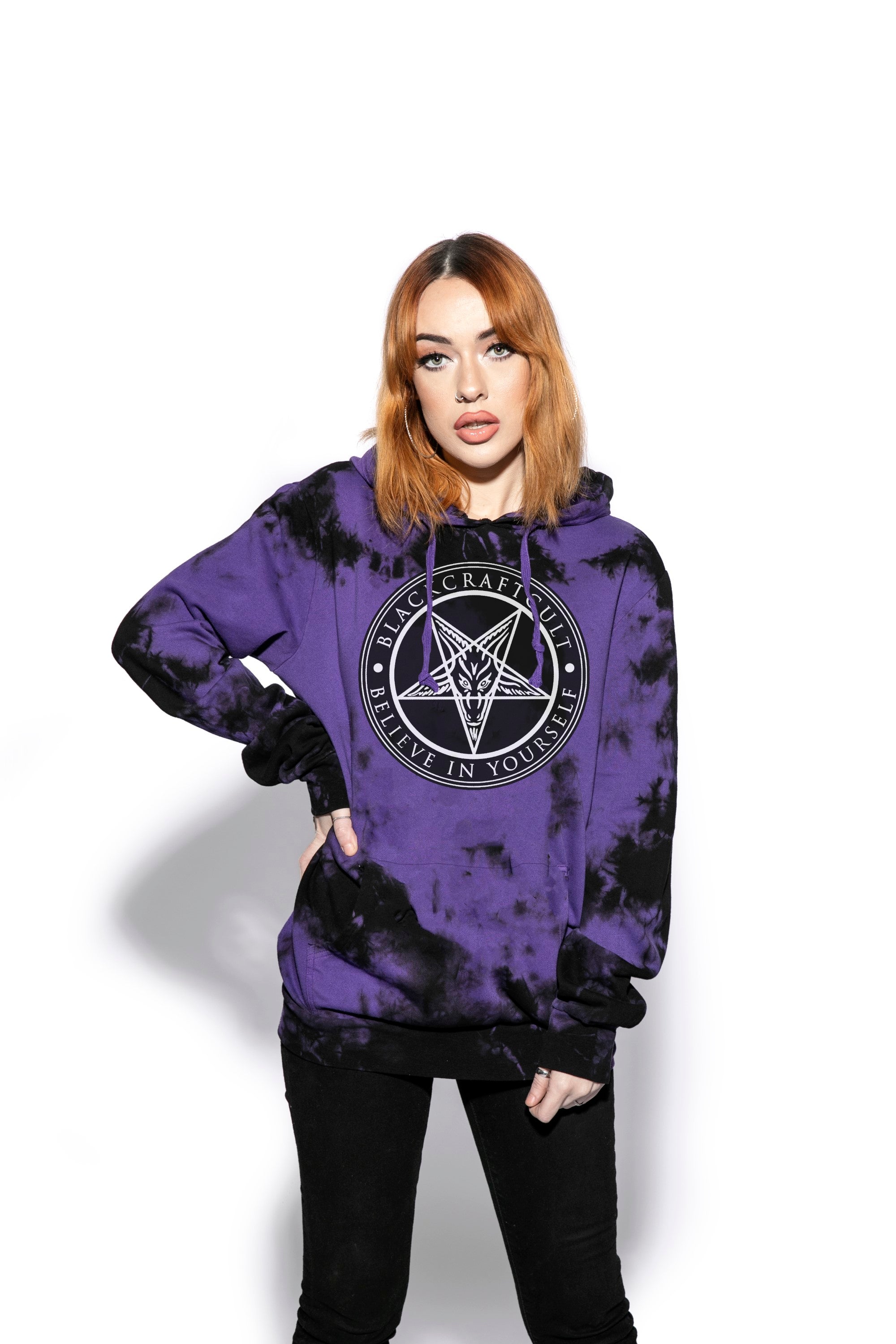 purple hooded sweatshirt