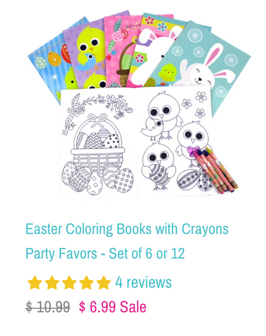 Easter Coloring Books with Crayons Party Favors - Set of 6 or 12