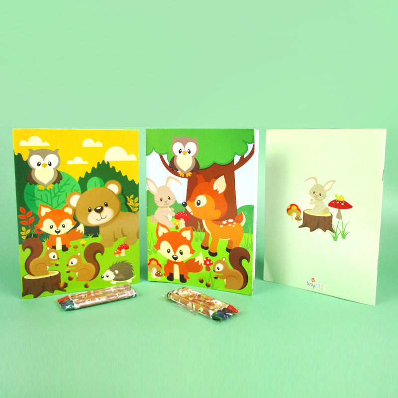 Download Woodland Animals Coloring Books Set Of 6 Or 12 Tiny Mills