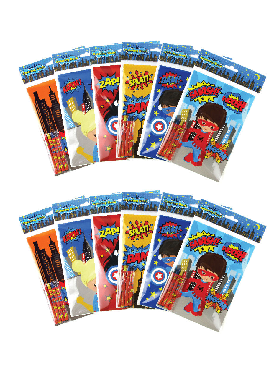 Download Superhero Coloring Books With Crayons Party Favors Set Of 6 Or 12 Tiny Mills