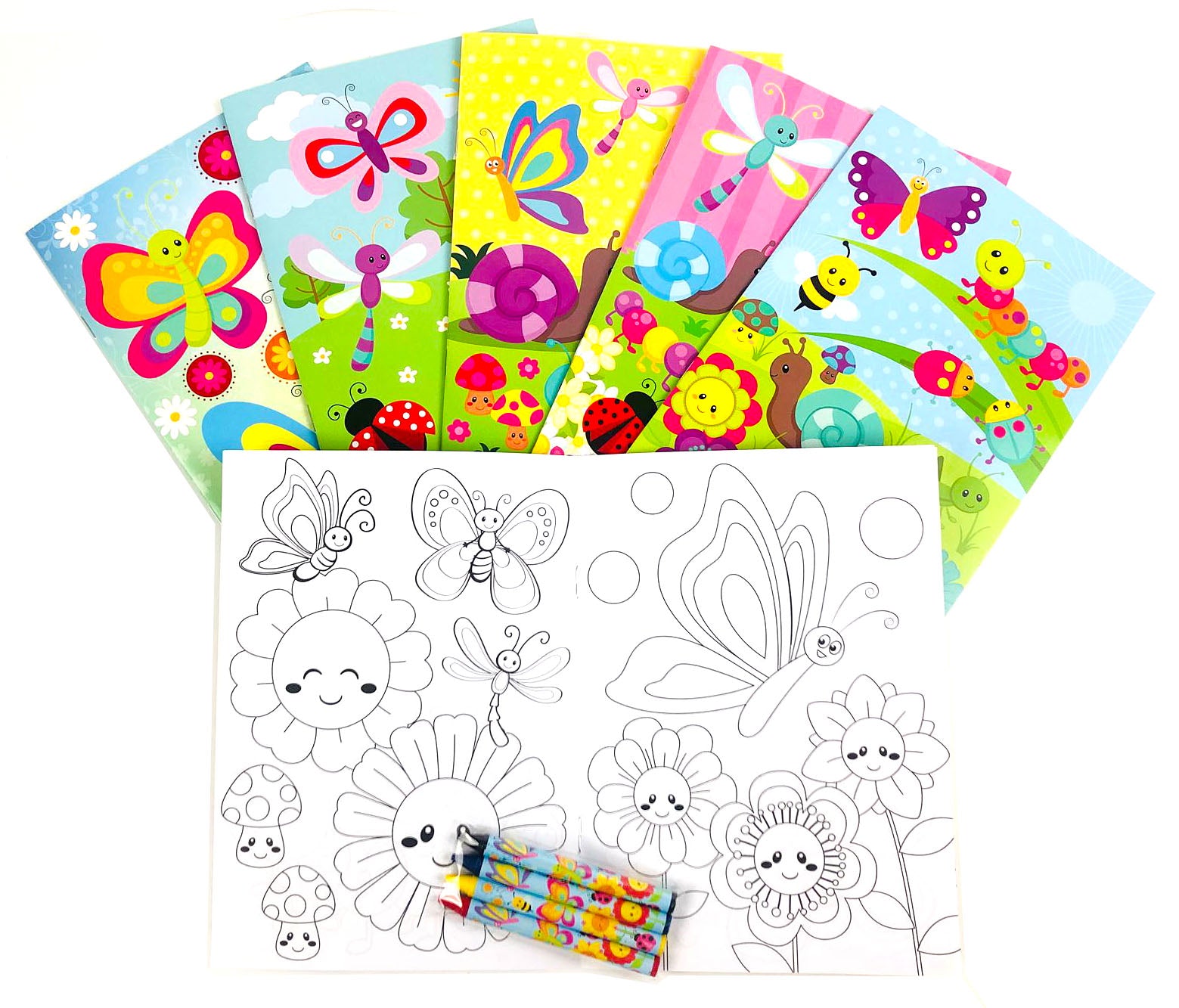Download Butterfly Flowers Spring Themed Coloring Books With Crayons Party Favo Tiny Mills