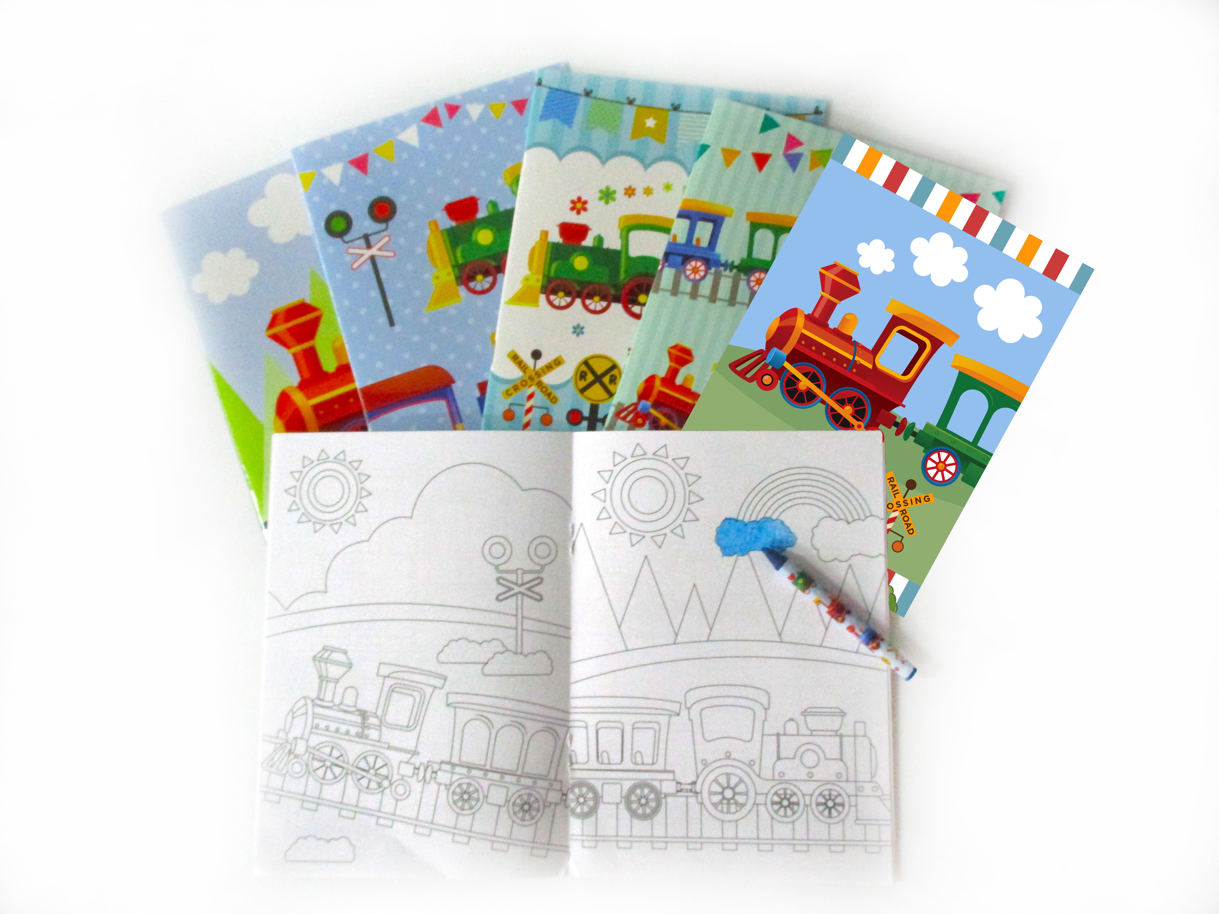 Download Train Coloring Books With Crayons Party Favors Set Of 6 Or 12 Tiny Mills
