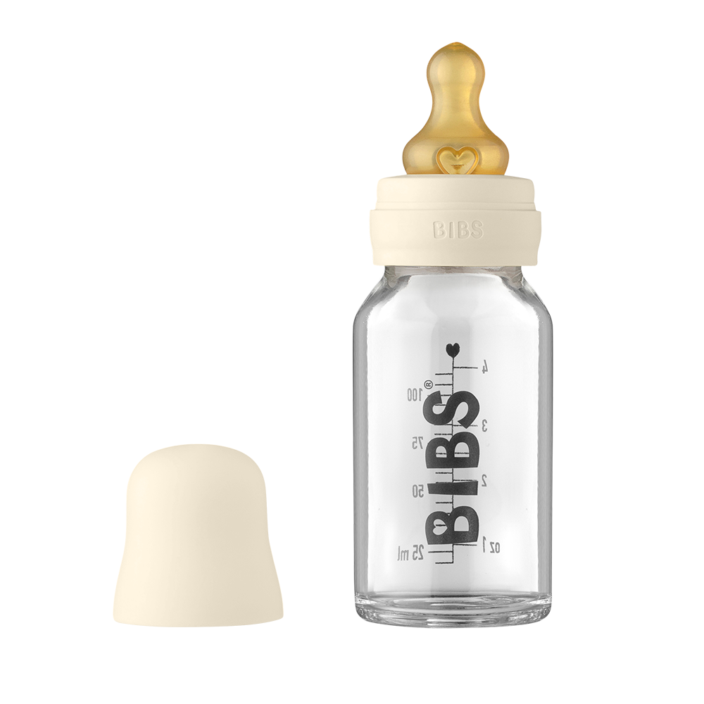 Billede af Bibs - Baby Glas flaske komplet sæt 110ml Ivory