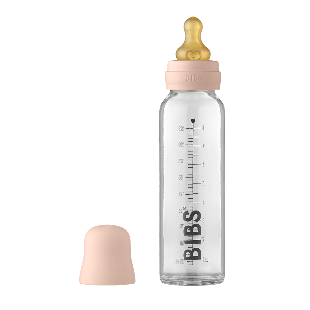 Billede af Bibs - baby glas sutteflaske komplet sæt 225ml Blush