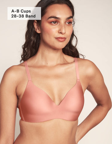 Woman wearing wireless bra.