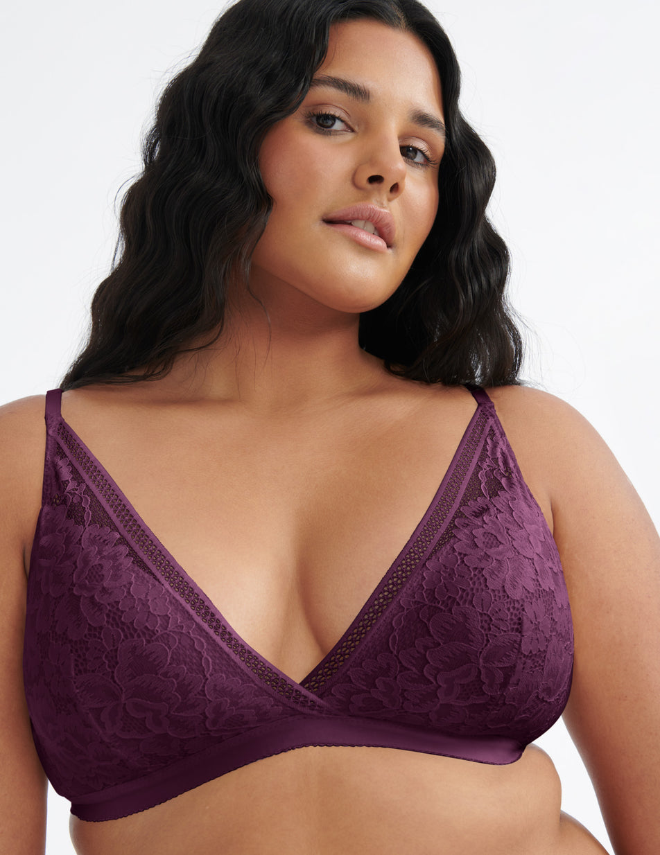 Mesh and lace bralette - Plum - Ladies