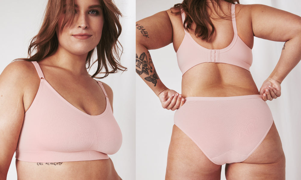 Knix Good to Go Seamless Bra and Super Leakproof Cotton Underwear in Rose Water display: full