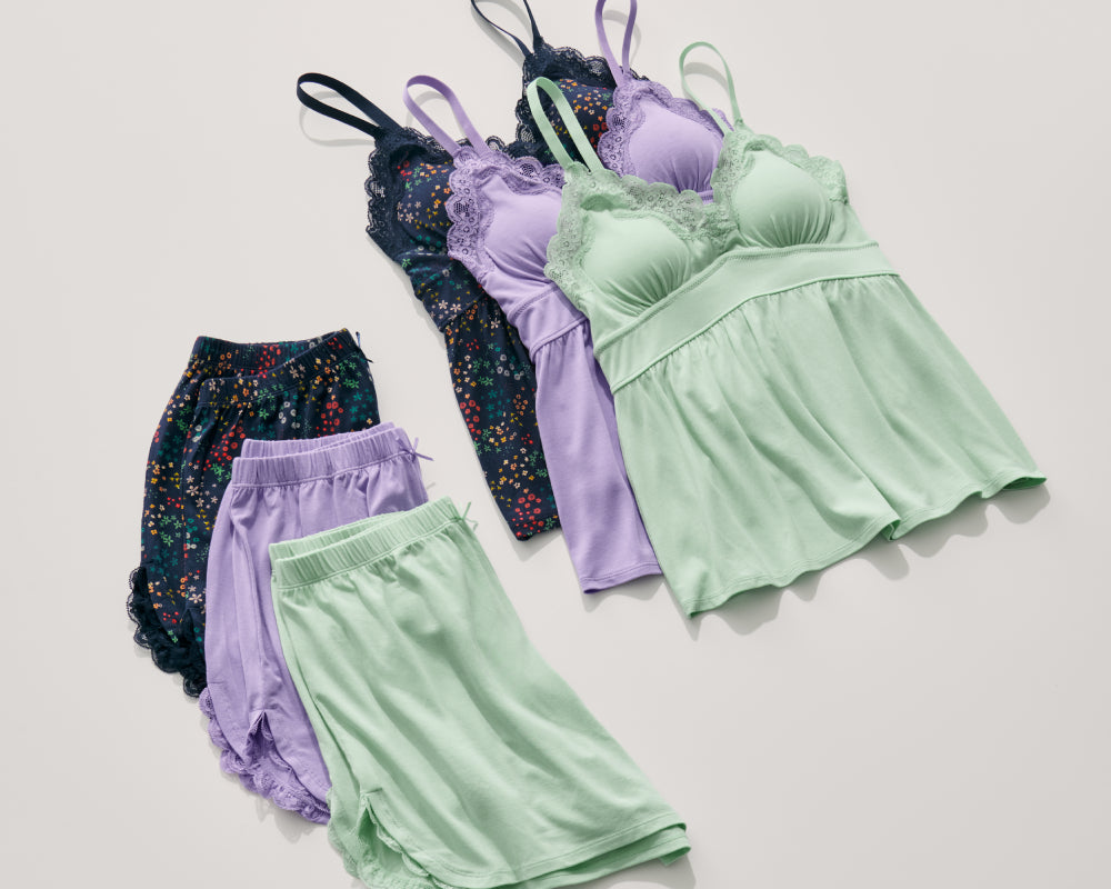 Knix Lace Trim Sleep Cami and Short display: full
