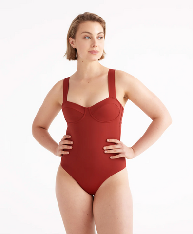Stylish Womens Swimdress in Red, Size 12