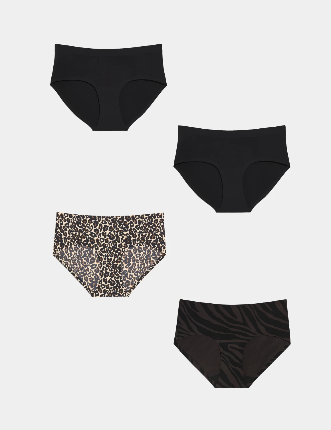 4 Pack of Women's Underwear of Leopard Print, with Medium Size Stretchy  Soft Breathable High Middle Waist Panties