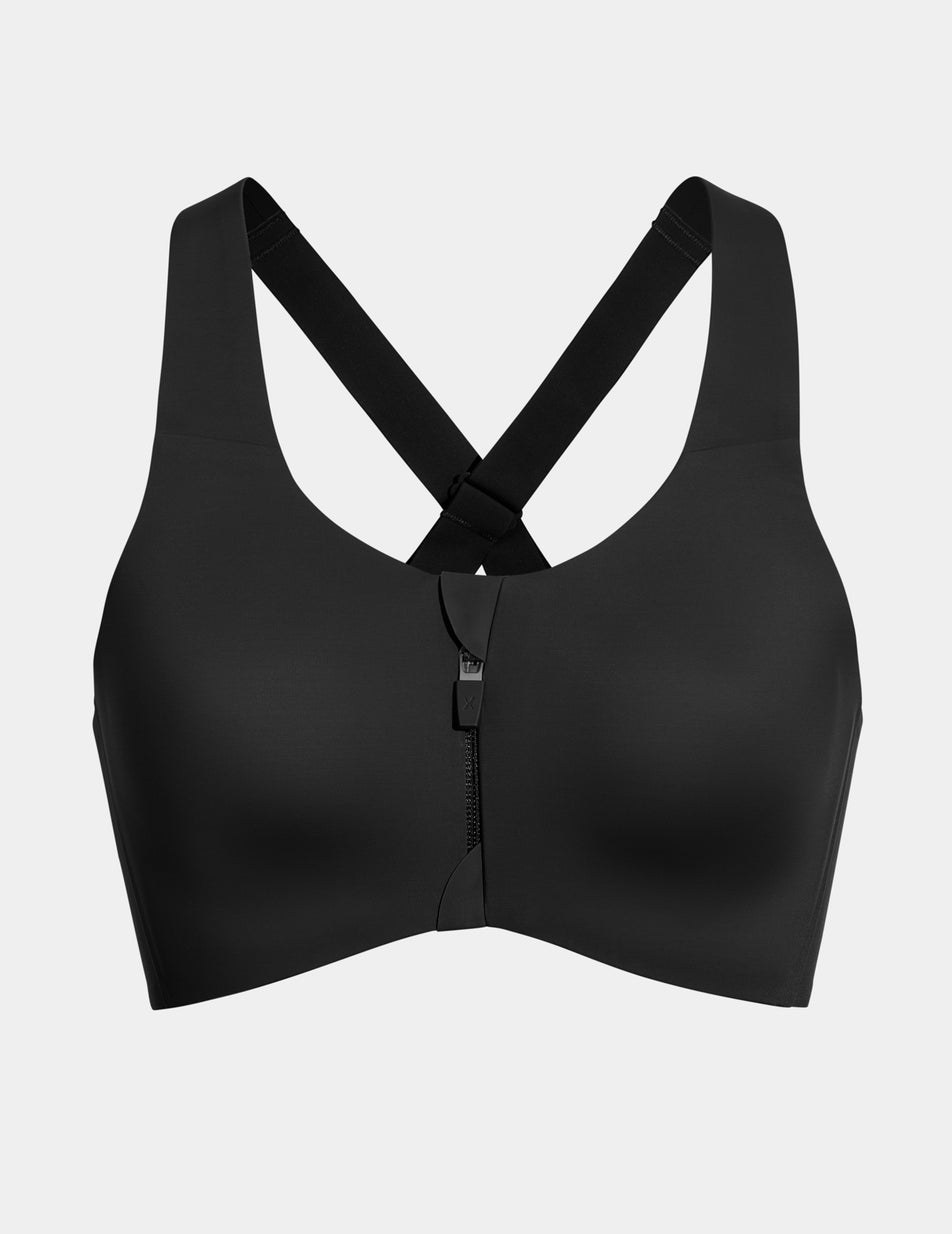 Knix Women's High Support Zip Front Catalyst Sports Bra Size: 8 Black