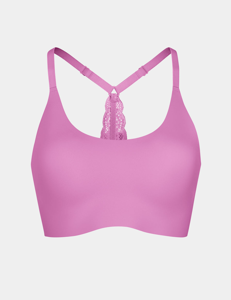 Zyia Active Pink Bomber Sports Bra Lace Racerback Size Small