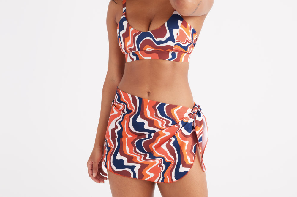 Scoop Bikini Top and Sarong in Heat Wave display: full