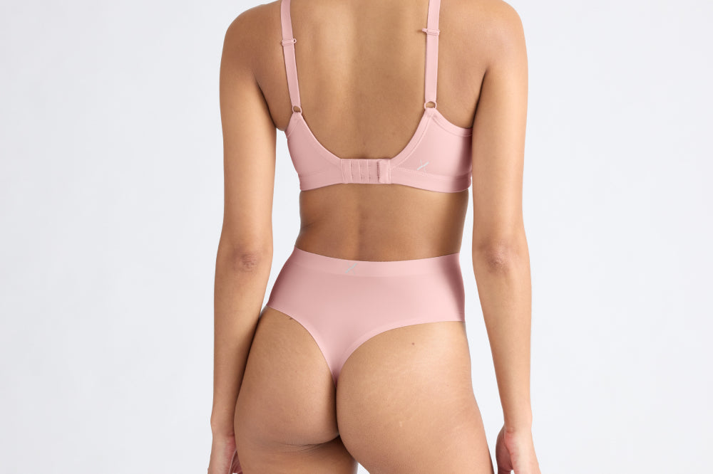 Knix Light Leakproof No-Show High Rise Thong in Rose Water display: full