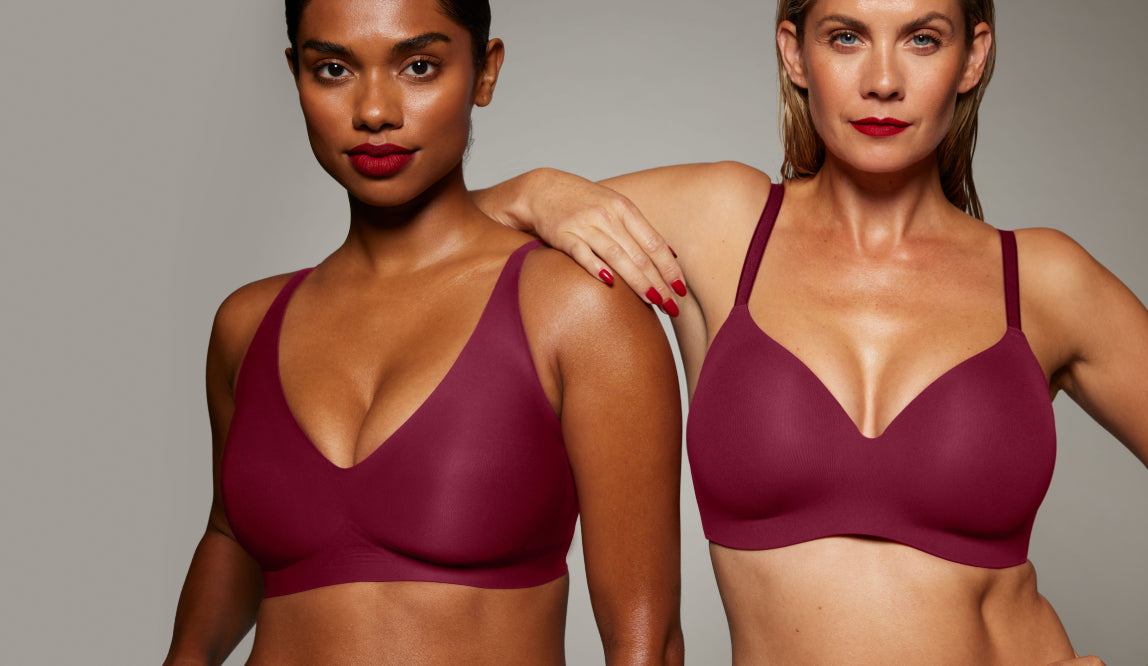 Knix Wireless Bras in Red Velvet display: full