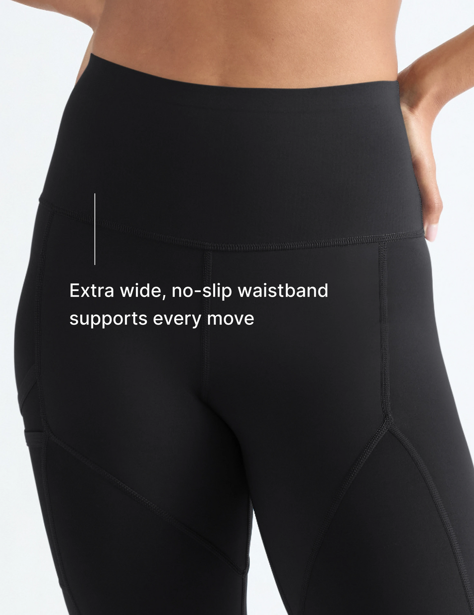 Extra wide, no-slip waistband supports every move