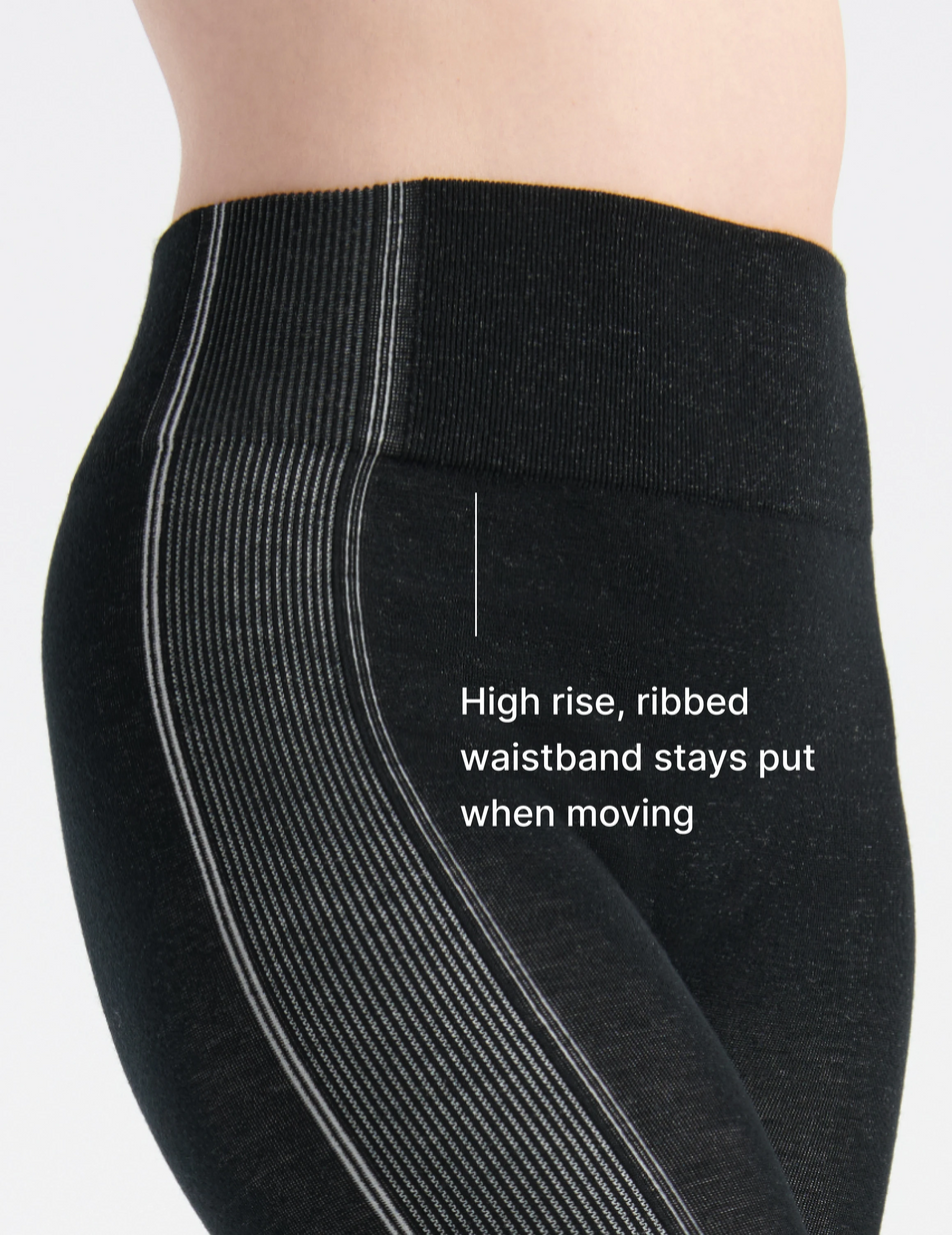 High rise, ribbed waistband stays put when moving