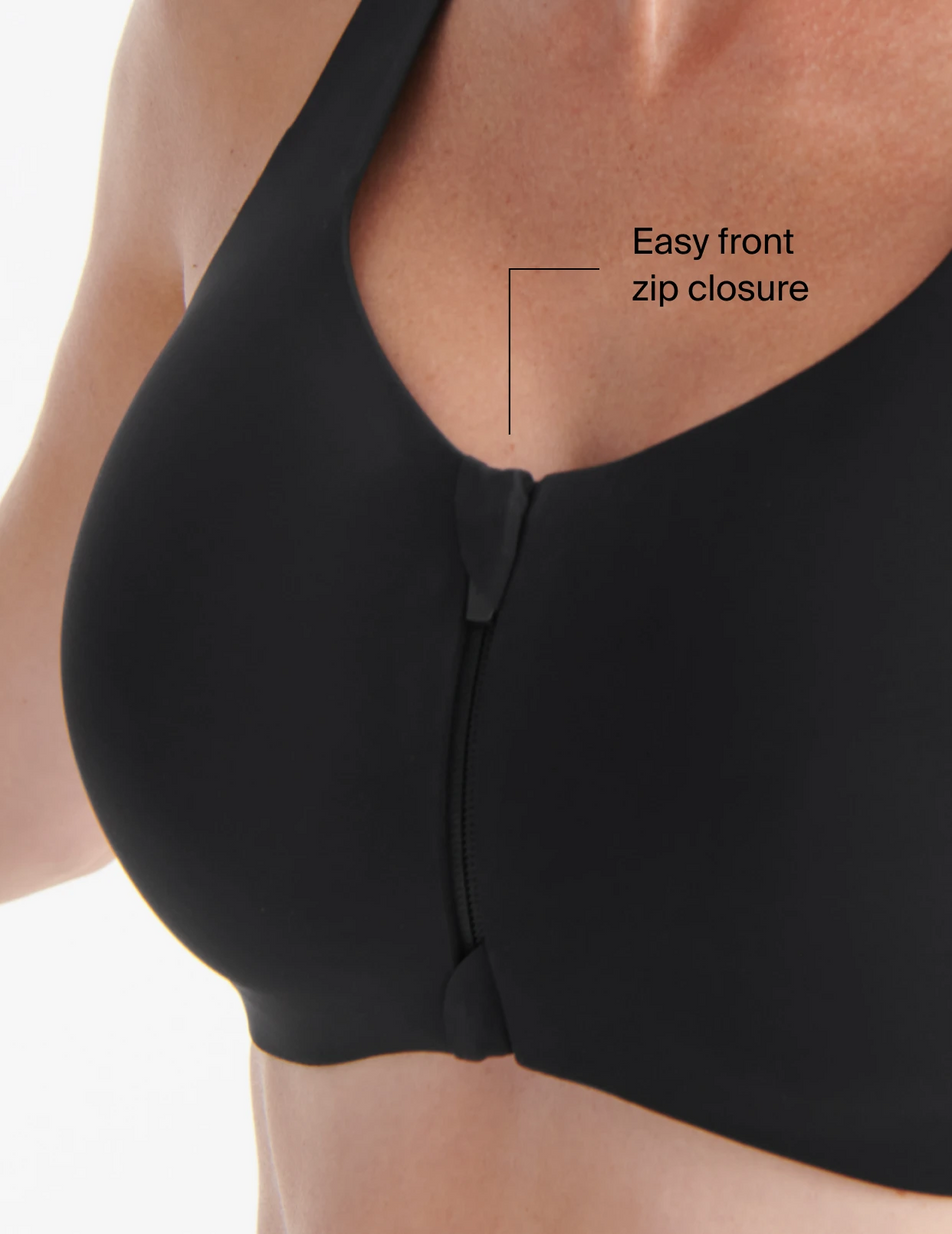 Easy front zip closure 