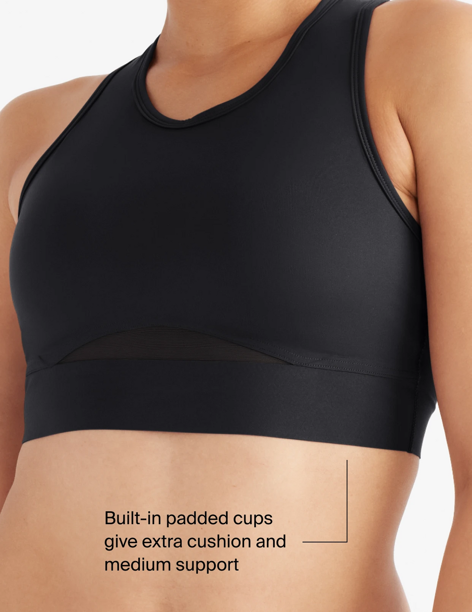 Built-in padded cups give extra cushion and medium support 