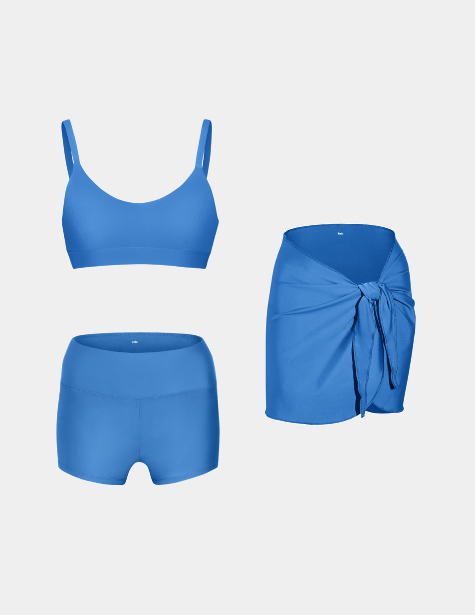Scoop Bikini Top, Leakproof Swim Short and Sarong Set - Knix