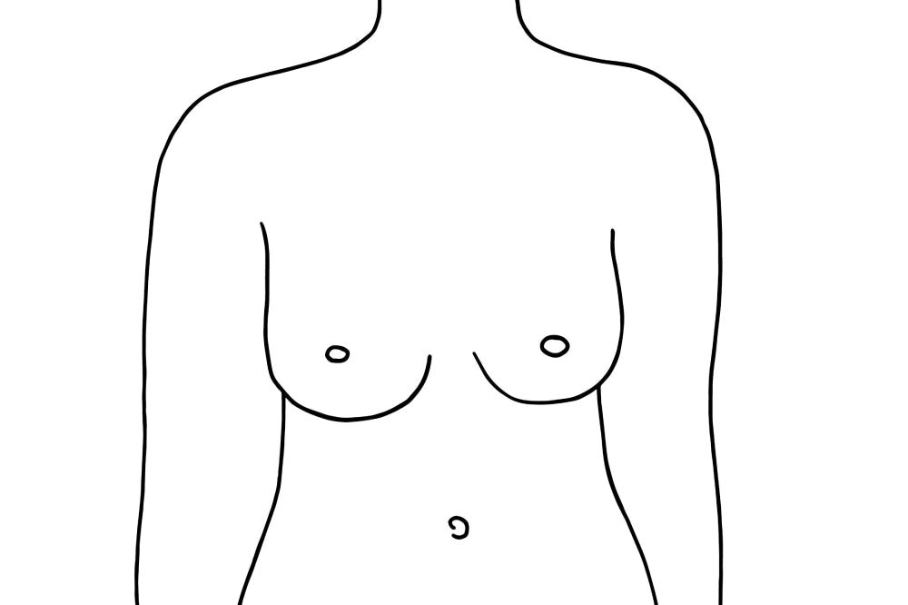 Asymmetrical breast shapes display: full