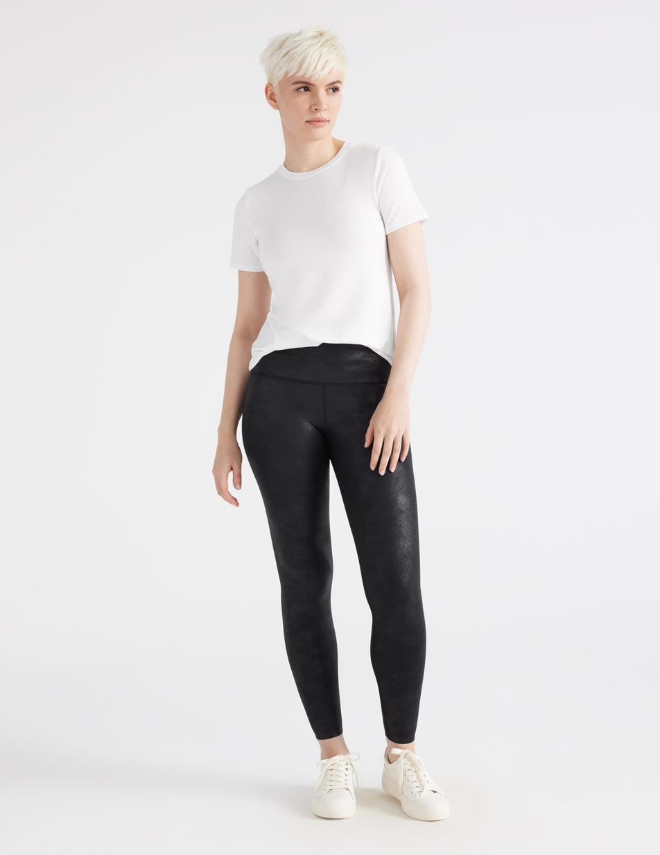 High Rise Vegan Leather Compression Leggings