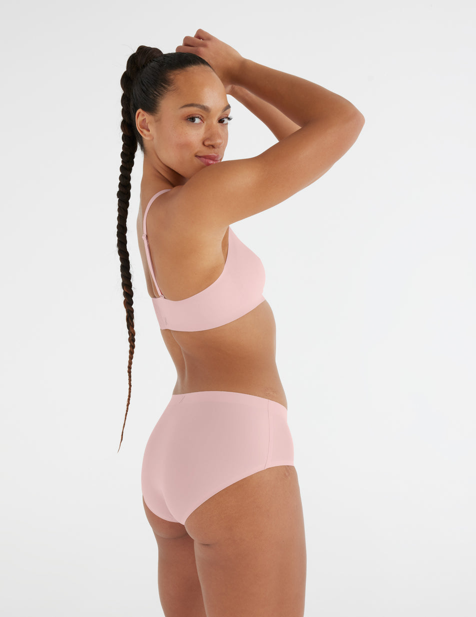 Logut Rose Pink Padded Bikini Top & Full coverage Bikini Bottom