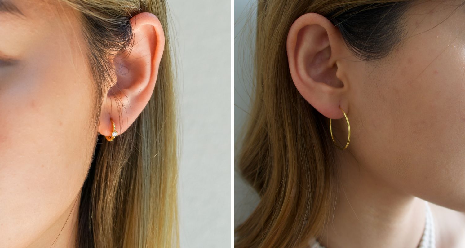 types of hoop earrings, huggie hoops, endless hoops
