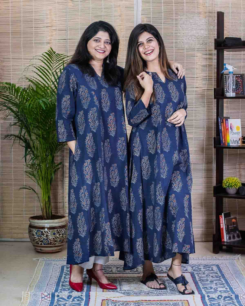 Denim Blue Party Wear Printed Designer Kurti, Size: L, XL & XXL at Rs 745  in Surat