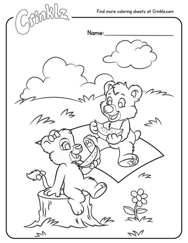 Coloring sheet of Leah and Theo having a picnic.