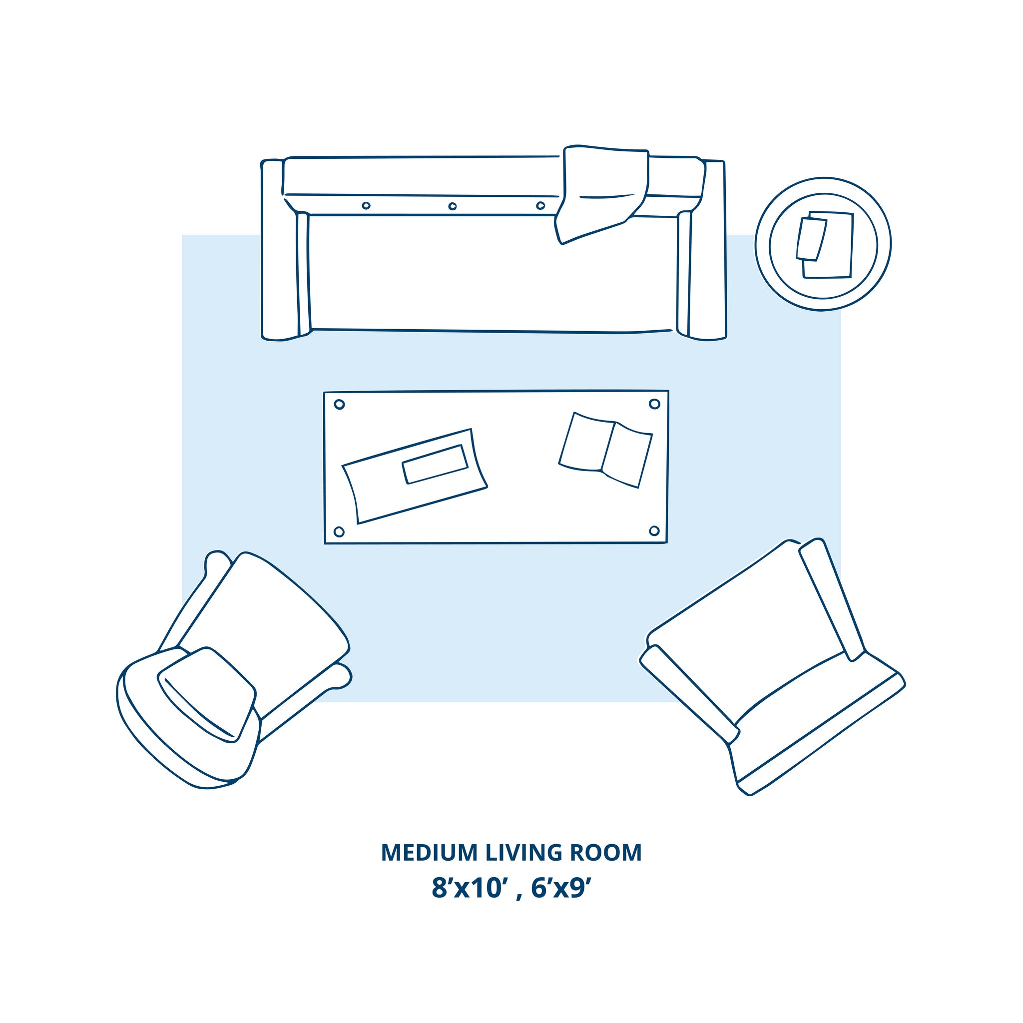 Medium Living Room Floor Plan Design Mockup with Area Rug