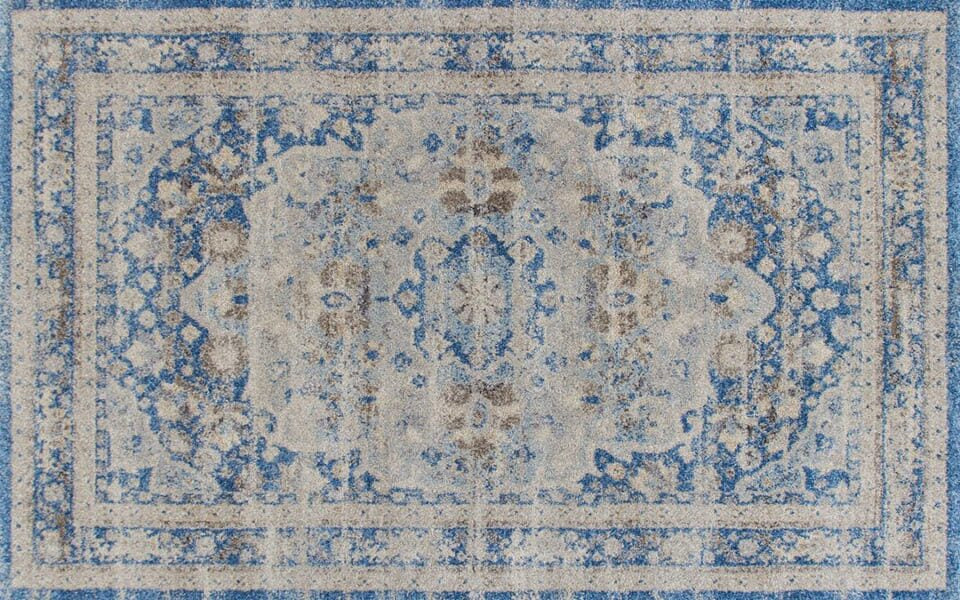 Fresca Area Rug in Baltic Blue distressed pattern 