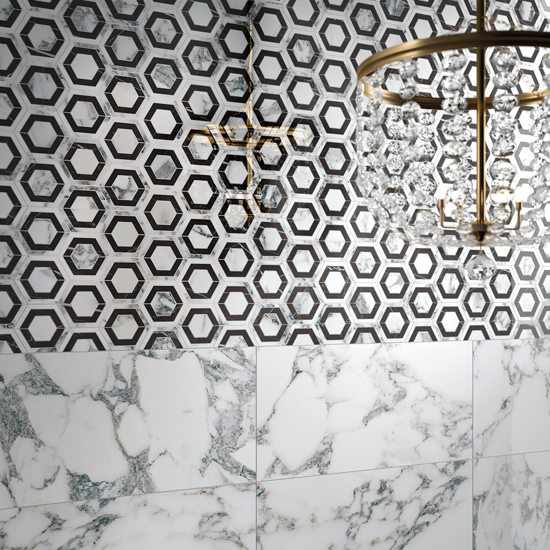 Stylish Taupe Monte Carlo Esagono Evo Hexagon Polished Porcelain Wall Tile