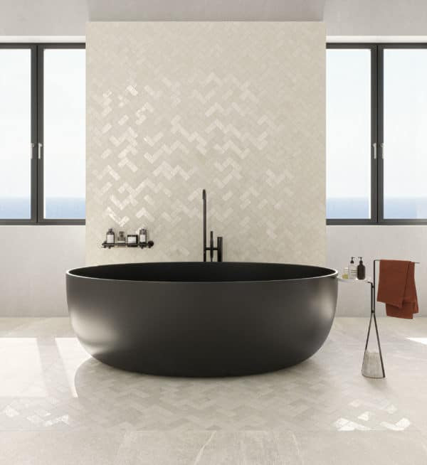 Ibla Herringbone Mosaic Porcelain Tile in Linfa